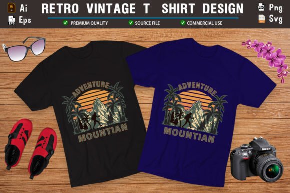 Adventure Mountain Retro Vintage T-shirt: Graphics & Designs
