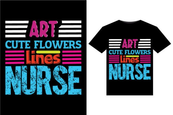 Art Cute Flowers Lines: Graphics for T-Shirt Designs