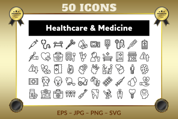 Healthcare Medicine Outline Icons for Graphics