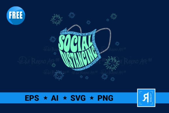 Social Distancing COVID-19 Text Mask: Freebies & Graphics